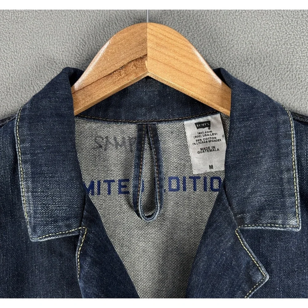 Levis Blazer Jacket Medium Blue Denim Sample Limited Edition Star Button Vintage